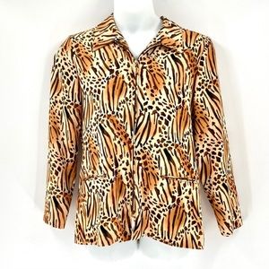 DAVID PAUL NY Tiger Print Zip Up Blazer 0117